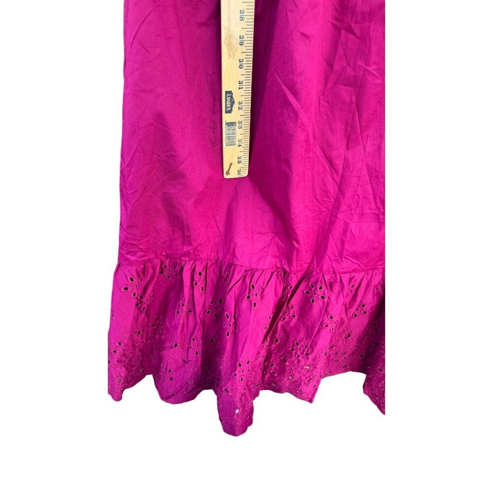 Anthropologie En Saison Eyelet Maxi Dress XS Puff Sleeve Cross Back Boho Ruffle - Picture 10 of 15